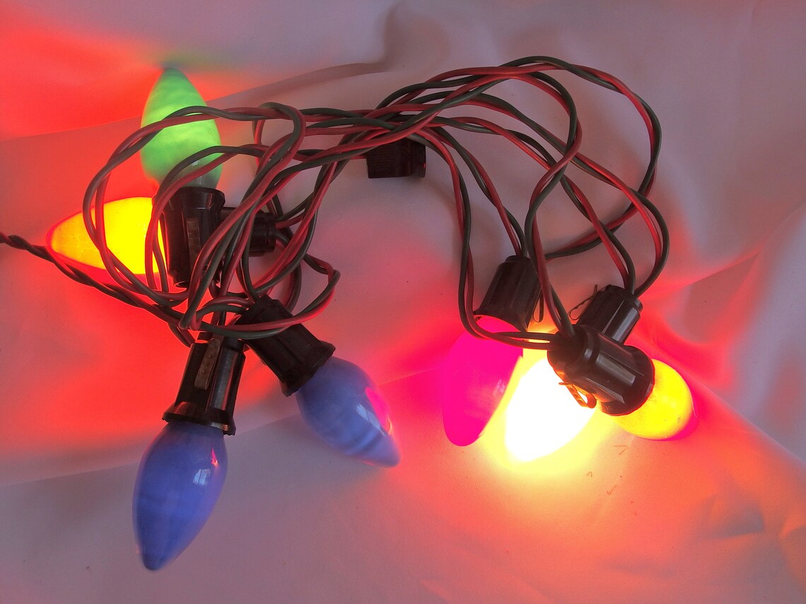 Vintage Christmas Lights Strand 7 Big C9 Bulbs Etsy