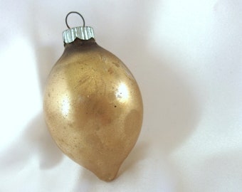 Vintage Shiny Brite Christmas Ornament - Plain Old Gold Teardrop Ornament