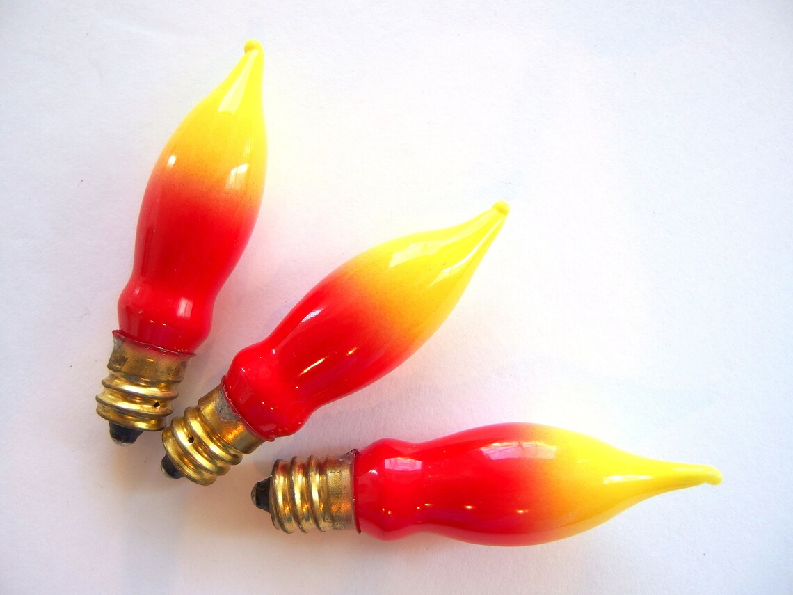 3 Vintage Red and Yellow Flame Christmas Lights TESTED and Etsy