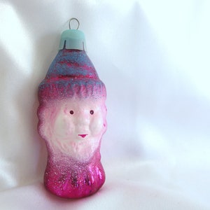 Vintage Raspberry Santa Christmas Ornament - Russian Ornament