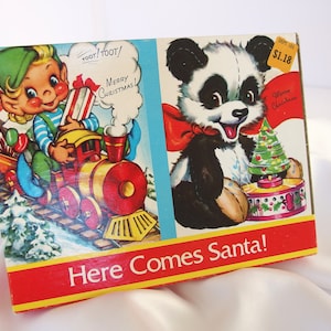 Caja de tarjetas de Navidad vintage de mediados de siglo, vacía - para decoración o almacenamiento
