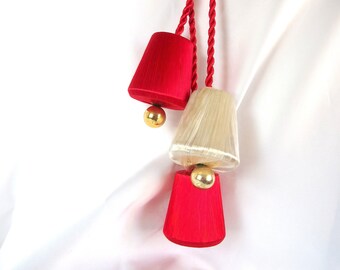 Mod Red and White Satin Door Bells Christmas Holiday Decoration