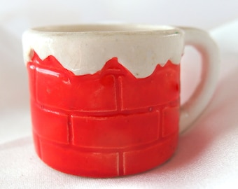 Miniature Ceramic Mug, Snow Capped Chimney Mug