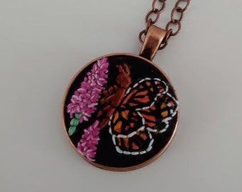Embroidered Monarch Necklace