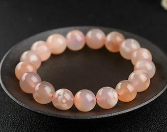 CHERRY AGATE BRACELET Natural With Natural Mineral Stones, Healing Crystal, Occult Witchcraft Jewelry, Crystal Healing Meditation - 8 mm