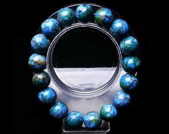 AZURITE And MALACHITE BRACELET Natural With Natural Mineral Stones, Healing Crystal, Occult Witchcraft Jewelry, Crystal Healing Meditation