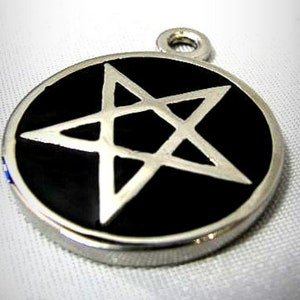 Pentagram Medallion, Wiccan Pentacle Pendant, Dark Witch Star Locket, Occult Witchcraft Jewelry, Pentacle Statement Roundel, Medical Steel
