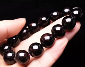 RED GARNET BRACELET With Natural Mineral Stones, Healing Crystal Bracelet, Occult Witchcraft Jewelry, Lazurite Crystal Healing Meditation