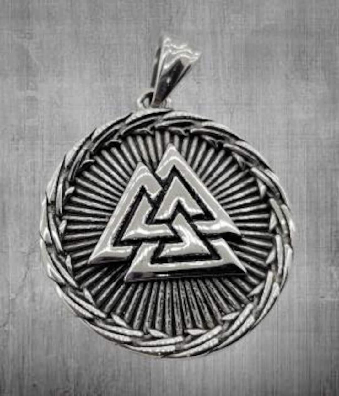 Collana Uomo Vichinga Con Ciondolo Vegvisir Valknut Triscele In Acciaio Inox - Catena 50 Cm - Simbolo Norreno Di Protezione - 3