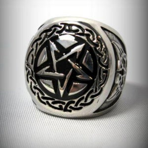 Pierścień Pentagram, Pierścień Pentagram Wiccan, Pierścień Celtic Star Pagan, Biżuteria Okultystyczna Czarodziejska, Pierścień Gotycki Dark Soul Statement, Medyczna Stal 316L