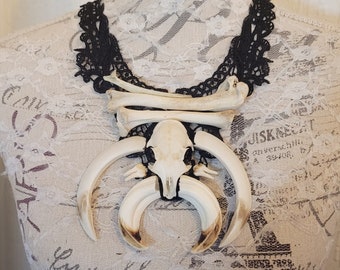 Viking wild boar tusks and squirrel necklace