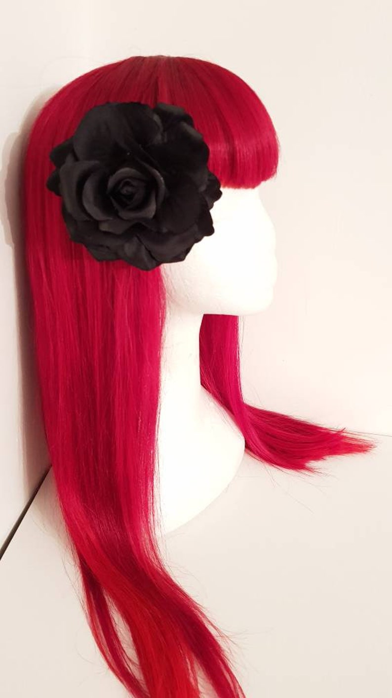 Black pin up rose hair clip