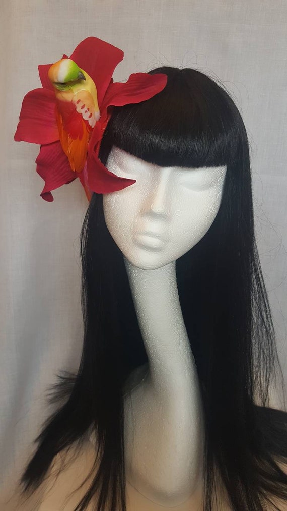 Parrot In Big Pin Up Hair Flower Fascinator Etsy
