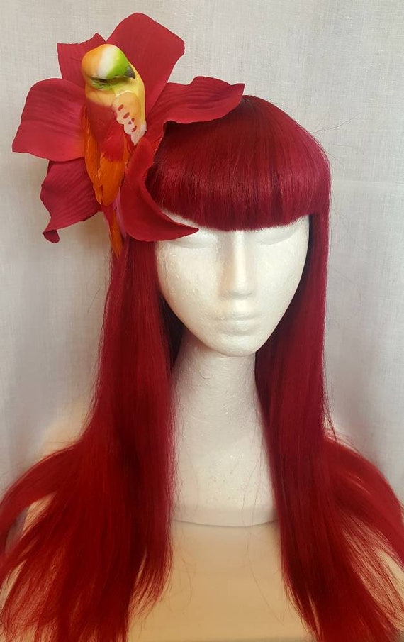 Parrot In Big Pin Up Hair Flower Fascinator Etsy
