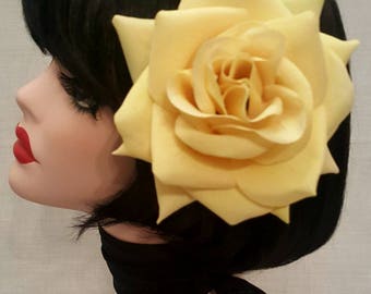 Pinza para el pelo de terciopelo rosa amarillo XL
