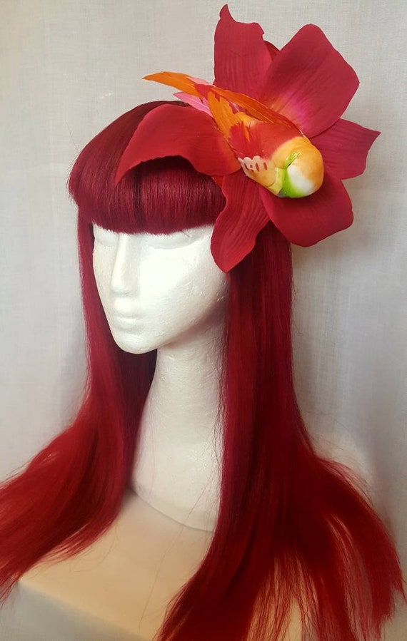 Parrot In Big Pin Up Hair Flower Fascinator Etsy
