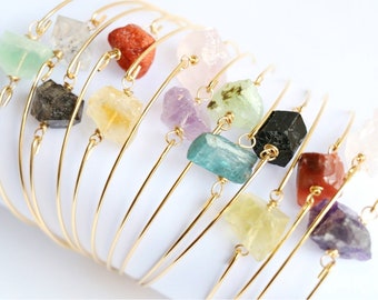 Raw crystal bracelet Stone bracelet Quartz bracelet Gemstone bracelet Natural crystal bracelet healing crystal bracelet crystals jewelry