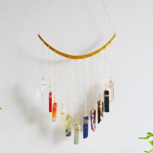 7-Chakra Crystal Hanging, Housewarming Gift, Boho Suncatcher Home Decor, Natural Raw Stones,Healing Crystal Window Hanging, Gemstone healing