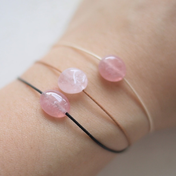 Rose quartz bracelet, crystal cord bracelet, bracelet for women, Healing bracelet, friendship bracelet, Anxiety Crystal Bracelet, Adjustable