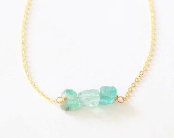Blue apatite Necklace, Raw crystal necklace, natural crystal necklace, gemstone necklace, raw quartz necklace, stone necklace, 14k gold fill