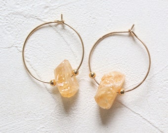 Citrine earrings for women Natural stone earrings Crystal Quartz earrings Birthstone earrings Healing crystal earrings Raw crystal earrings