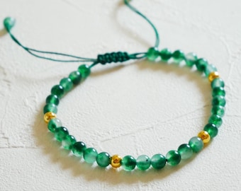 Bracciale regolabile in agata muschiata verde, bracciale di cristallo, bracciale con perline elastiche, bracciale da donna con pietre preziose, gioielli curativi