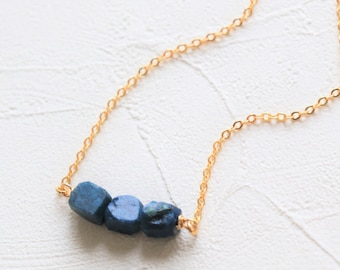 Blue Chrysocolla Necklace, Raw crystal necklace, natural crystal necklace, gemstone necklace, raw quartz necklace, 14k gold filled necklace