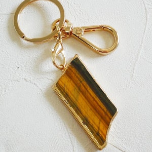 Chaveiro de tigerita, chaveiro de cristal, chaveiro de pedra preciosa, chaveiro boho, chaveiro de pedra natural, cristal bruto, presente de cristal, cura de cristal