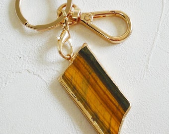 Tigerit Schlüsselanhänger, Kristall Schlüsselanhänger, Edelstein Schlüsselanhänger, Boho Schlüsselanhänger, Naturstein Schlüsselanhänger, Rohkristall, Kristall Geschenk, Kristallheilung