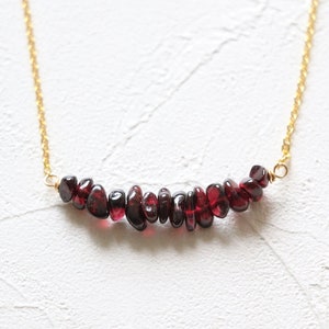 Garnet Necklace gold, natural crystal necklace, gemstone necklace, January birthstone necklace, red garnet choker 14k gold fill