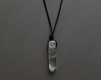 Men Crystal necklace, Wax cord necklace, Raw Crystal necklace, Natural stone necklace, crystal choker, men choker, wax cord crystal necklace