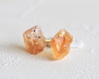 Raw Citrine stud earrings, raw crystal stud earrings, gemstone stud earrings, natural stone stud earrings, gold stud earrings