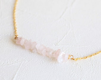 Rose Quartz Necklace, Raw crystal necklace, natural crystal necklace, gemstone necklace, raw quartz necklace, crystal necklace 14k gold fill