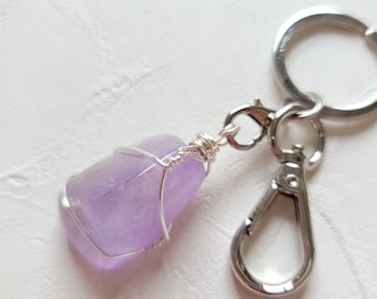 Amethyst keychain, Crystal keychain, gemstone keychain, natural stone keychain, crystal gift, natural crystal keychain, crystal key ring