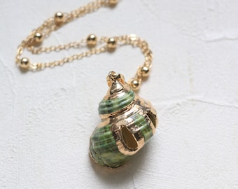 Collana di conchiglie in oro, collana di conchiglie marine, collana da spiaggia, collana boho, collana di conchiglie naturali, gioielli da spiaggia, collana di conchiglie vere