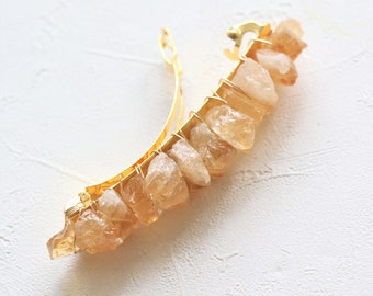 Citrine hair clip, crystal Barrette clip, gemstone hair accessory, raw crystal hair accessory, wedding hair comb, bridal hair gold