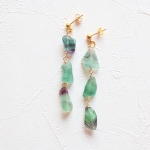 Rainbow fluorite earrings, raw crystal earrings, gemstone earrings, raw quartz earrings, rough gemstone earrings, crystal dangle earrings