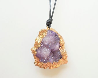 Druzy Purple Agate Necklace, agate geode necklace, raw crystal necklace, natural crystal necklace, raw quartz necklace, natural stone