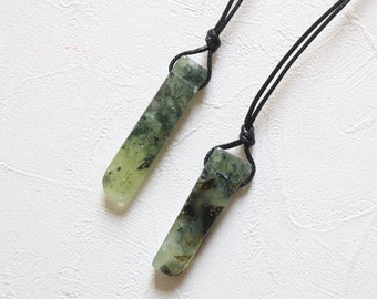 Prehnite necklace, Wax cord necklace, Men Crystal necklace, stone necklace, crystal choker, men choker, wax cord crystal necklace