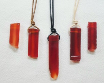 Carnelian necklace, Crystal necklace, Raw Crystal necklace, Natural stone necklace, Carnelian choker, wax cord crystal necklace adjustable