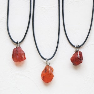 Carnelian Necklace, Raw crystal necklace, natural crystal necklace, gemstone necklace, raw quartz necklace, crystal necklace cord necklace