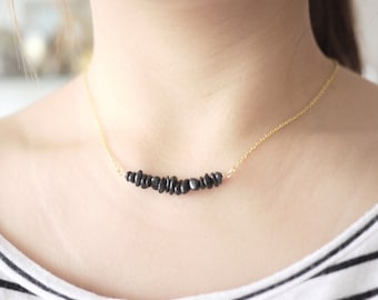 Black tourmaline Necklace, Crystal necklace, Natural stone necklace, gemstone necklace, raw stone necklace, healing crystal , 14k gold fill