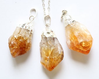 Citrine Necklace, Raw crystal necklace, natural crystal necklace, gemstone necklace, raw quartz necklace, November birthstone jewelry