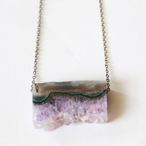 Amethyst Necklace, Raw crystal necklace, natural crystal necklace, gemstone necklace, raw quartz necklace, Amethyst slice necklace