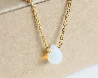 Opalite Necklace, crystal necklace, gold crystal necklace, gemstone necklace, quartz necklace, natural stone necklace, Opalite droplet, 14k