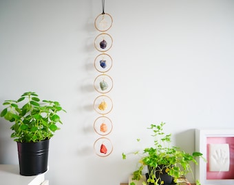 7-Chakra Crystal Hanging, Housewarming Gift, Boho Suncatcher Home Decor, Natural Raw Stones,Healing Crystal Window Hanging, Gemstone healing