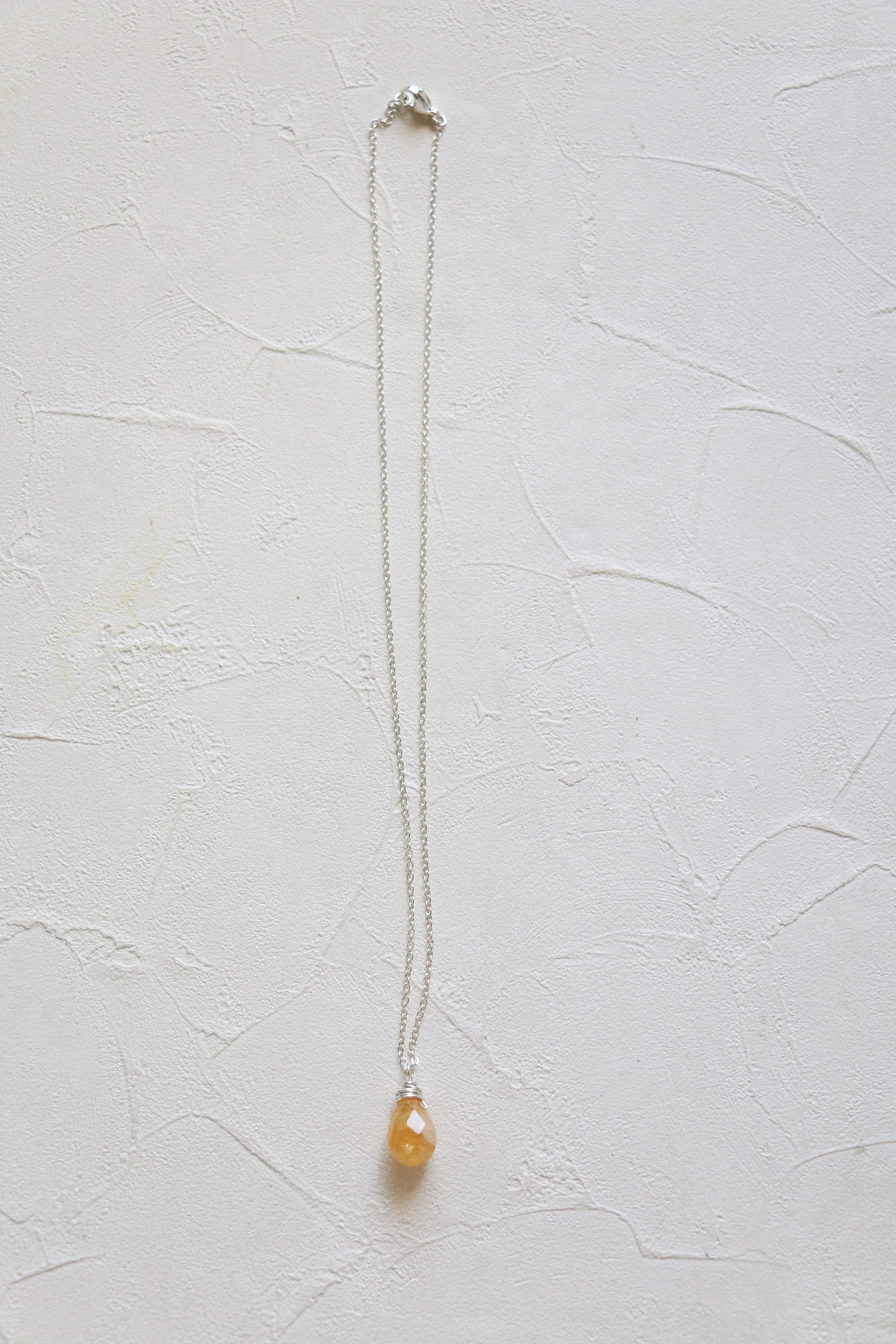 Citrine Necklace Tiny Crystal Necklace Teardrop Crystal Etsy