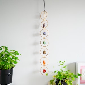 7-Chakra Crystal Hanging, Housewarming Gift, Boho Suncatcher Home Decor, Natural Raw Stones,Healing Crystal Window Hanging, Gemstone healing