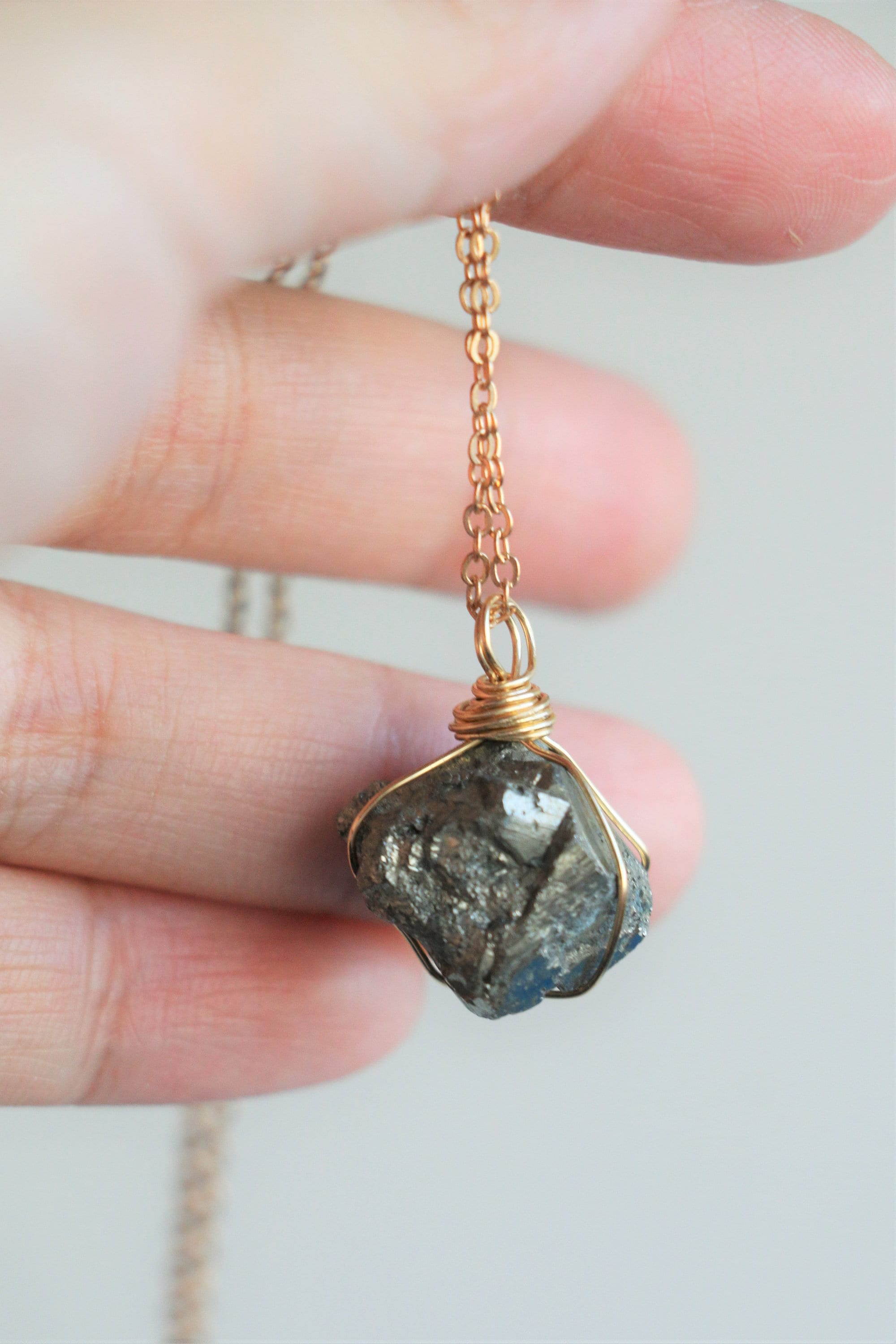 Pyrite Necklace Pyrite Pendant Raw Crystal Necklace Pyrite Etsy