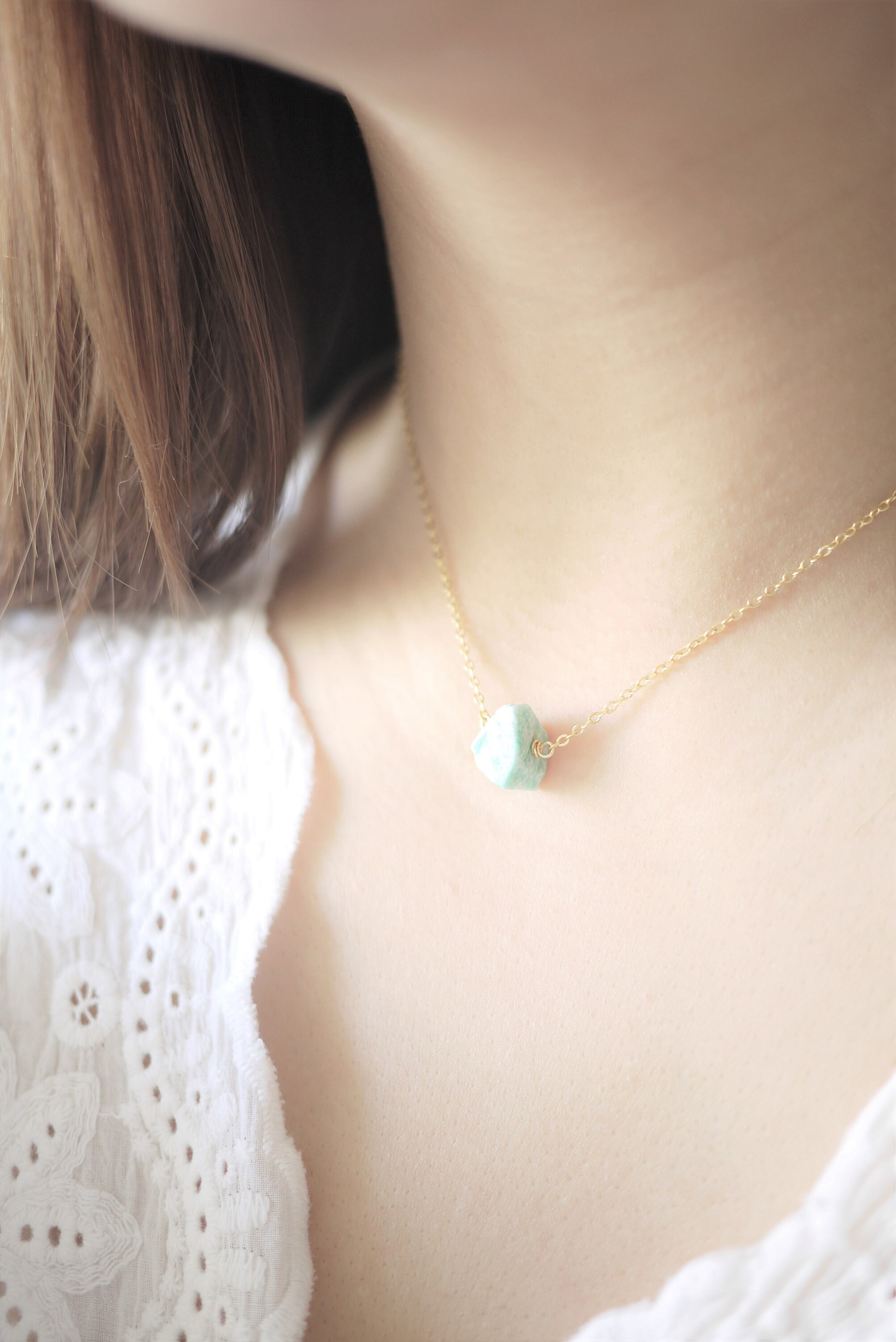 Amazonite Necklace Raw Crystal Necklace Natural Crystal | Etsy